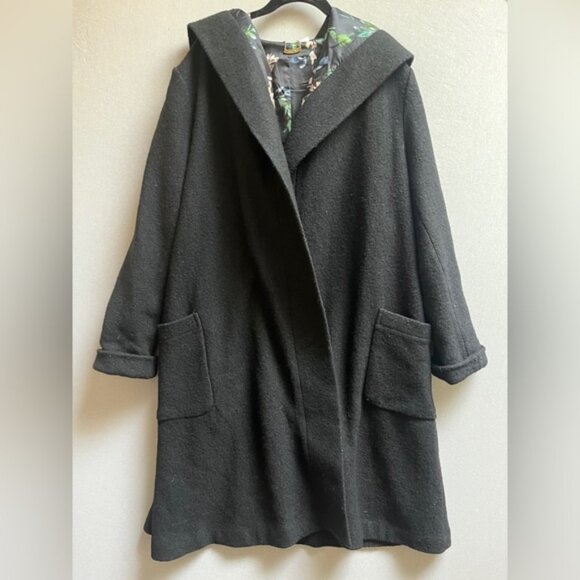 Blue Sky Black Wool Coat - Picture 1 of 11